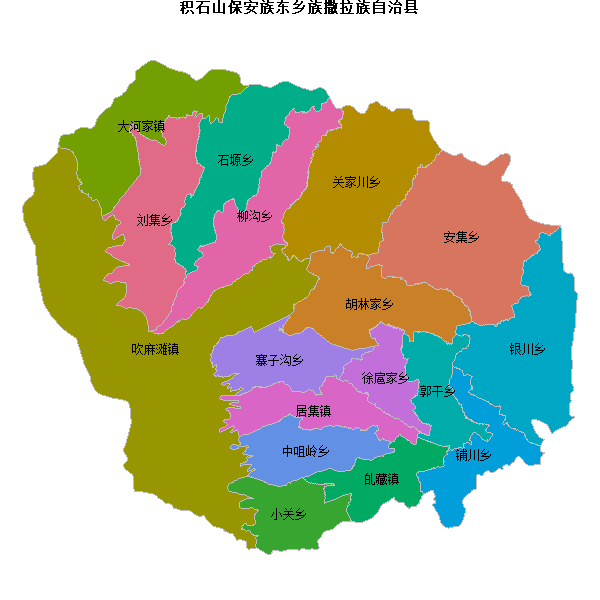 积石山保安族东乡族撒拉族自治县乡镇地图shp数据WGS84坐标系.shp