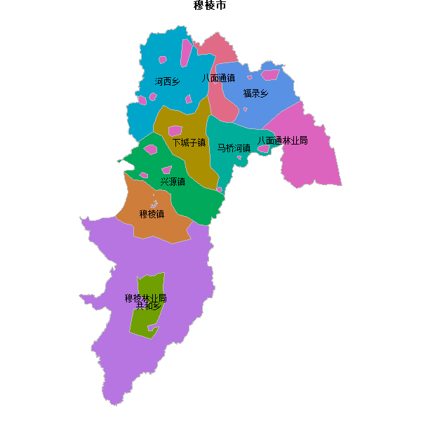 穆棱市乡镇地图shp数据WGS84坐标系.shp