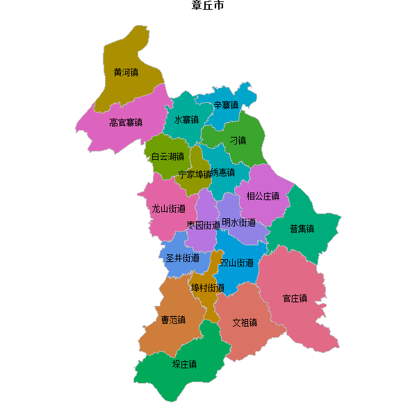 章丘市乡镇地图shp数据WGS84坐标系.shp