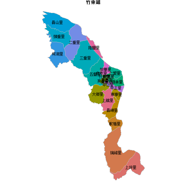 竹東鎮乡镇地图shp数据WGS84坐标系.shp
