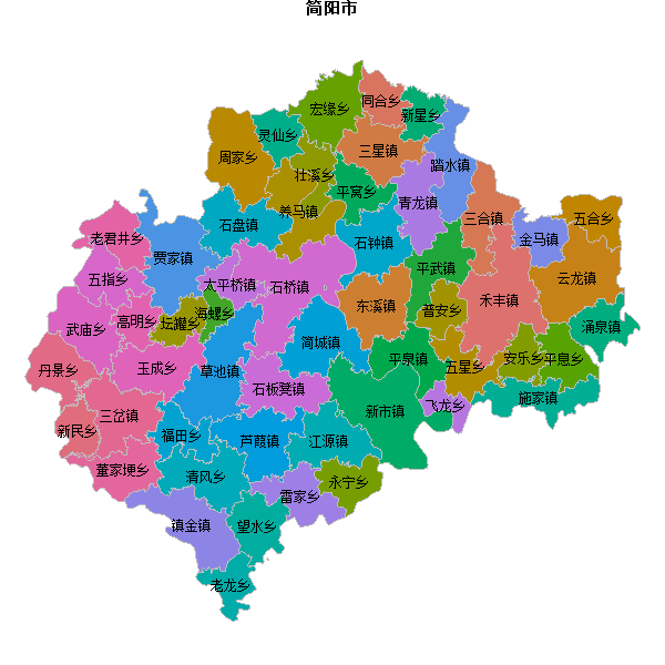 简阳市乡镇地图shp数据WGS84坐标系.shp