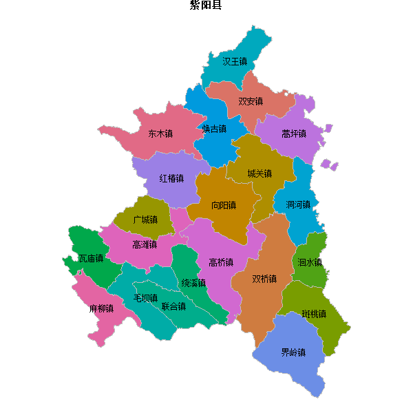 紫阳县乡镇地图JSON数据WGS84坐标系.json