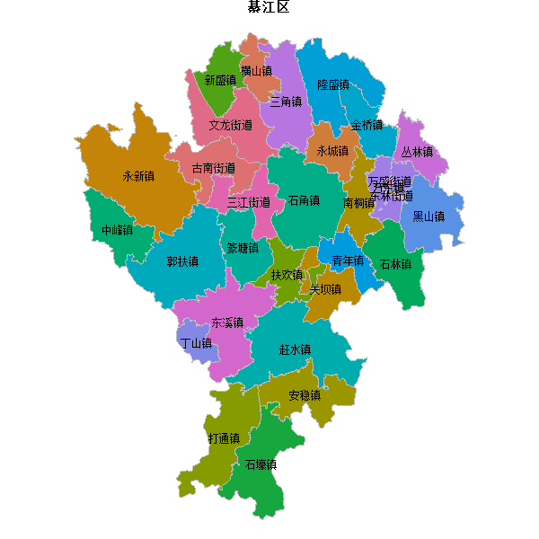 綦江区乡镇地图shp数据WGS84坐标系.shp