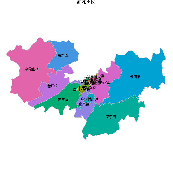 红花岗区乡镇地图shp数据WGS84坐标系.shp