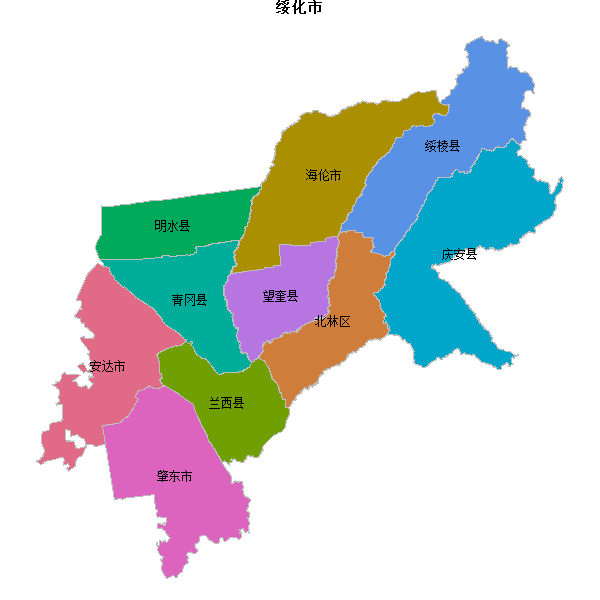 绥化市地图shp数据WGS84坐标系.shp