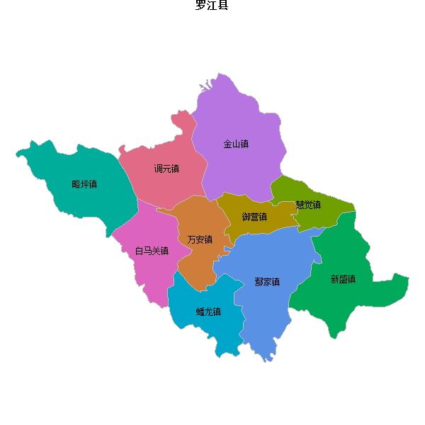 罗江县乡镇地图shp数据WGS84坐标系.shp