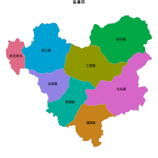 翁源县乡镇地图shp数据WGS84坐标系.shp