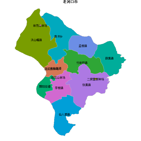 老河口市乡镇地图shp数据WGS84坐标系.shp