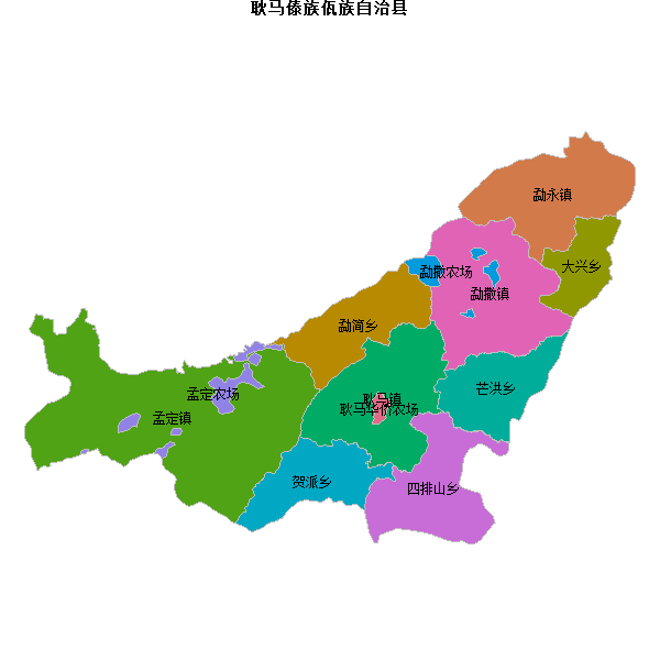 耿马傣族佤族自治县乡镇地图shp数据WGS84坐标系.shp