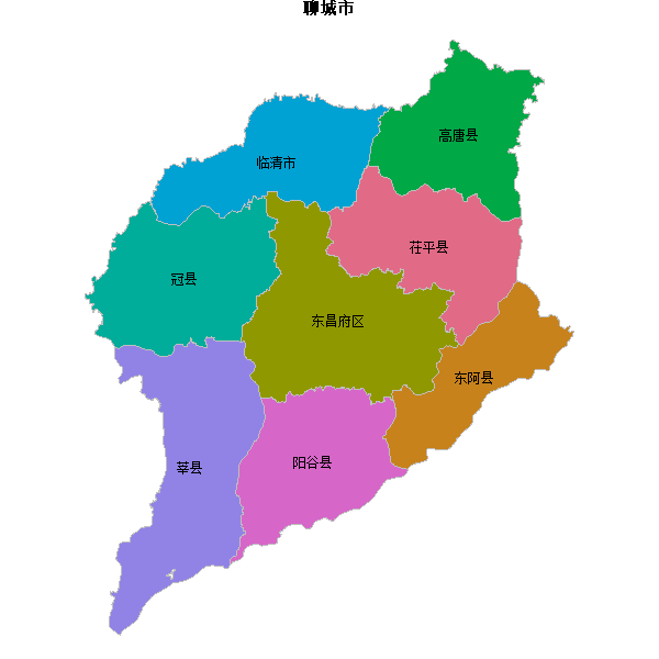 聊城市地图shp数据WGS84坐标系.shp