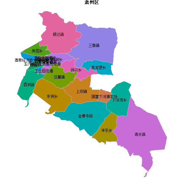 肃州区乡镇地图shp数据WGS84坐标系.shp