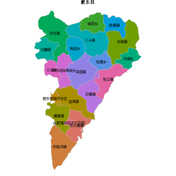 肥东县乡镇地图shp数据WGS84坐标系.shp