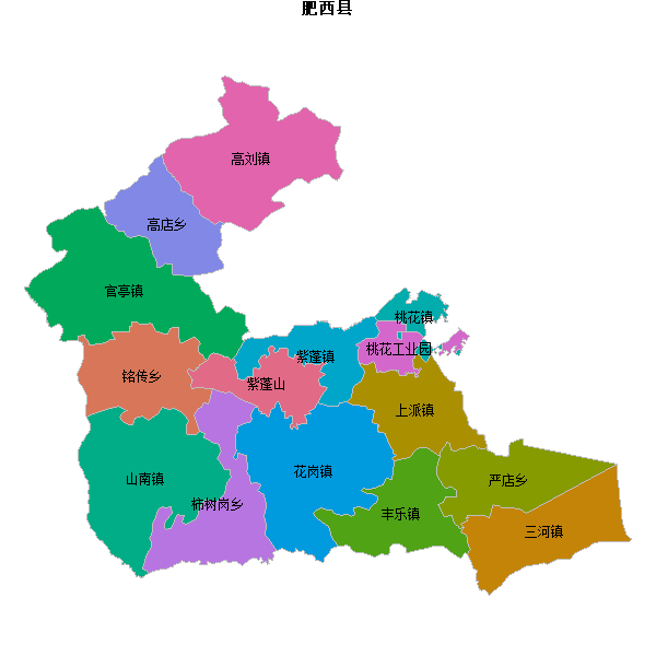 肥西县乡镇地图shp数据WGS84坐标系.shp