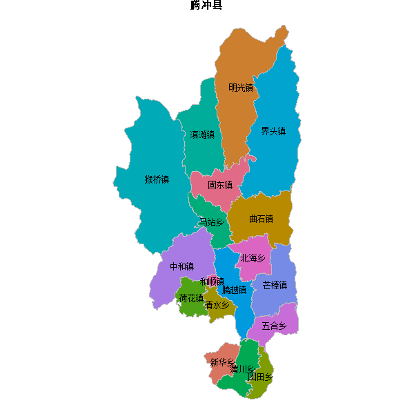 腾冲县乡镇地图shp数据WGS84坐标系.shp