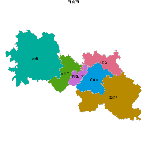 自贡市地图shp数据WGS84坐标系.shp