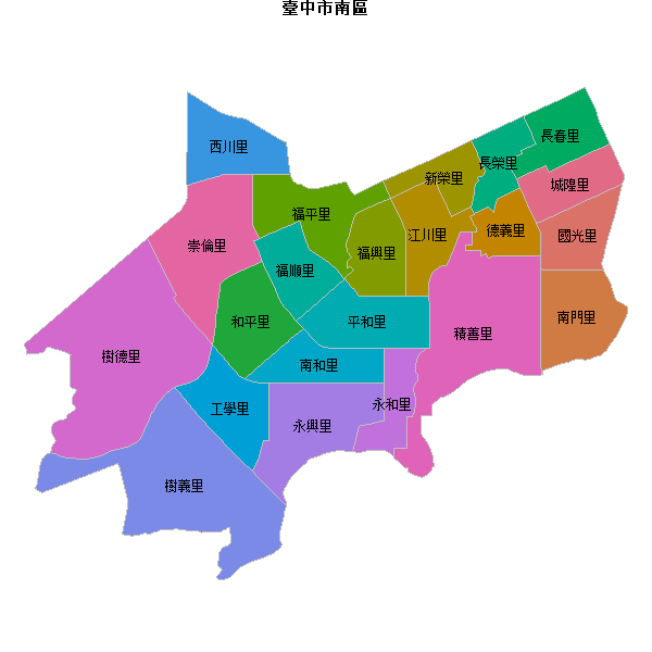 臺中市南區乡镇地图shp数据WGS84坐标系.shp