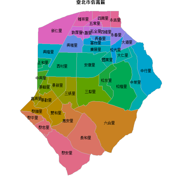 臺北市信義區乡镇地图shp数据WGS84坐标系.shp