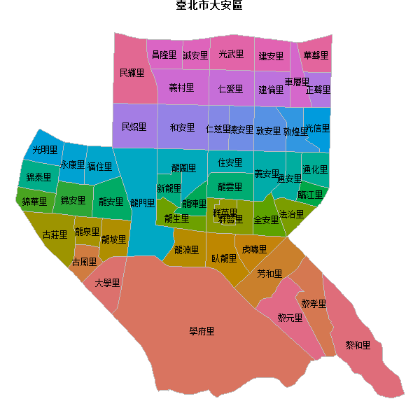 臺北市大安區乡镇地图shp数据WGS84坐标系.shp