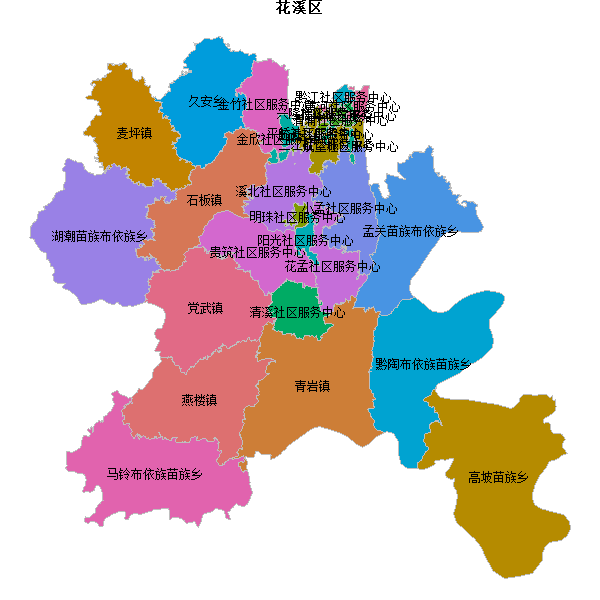 花溪区乡镇地图shp数据WGS84坐标系.shp