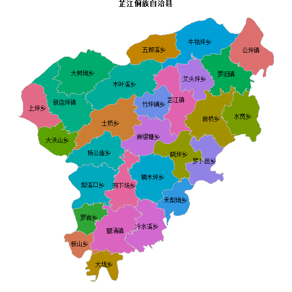 芷江侗族自治县乡镇地图shp数据WGS84坐标系.shp