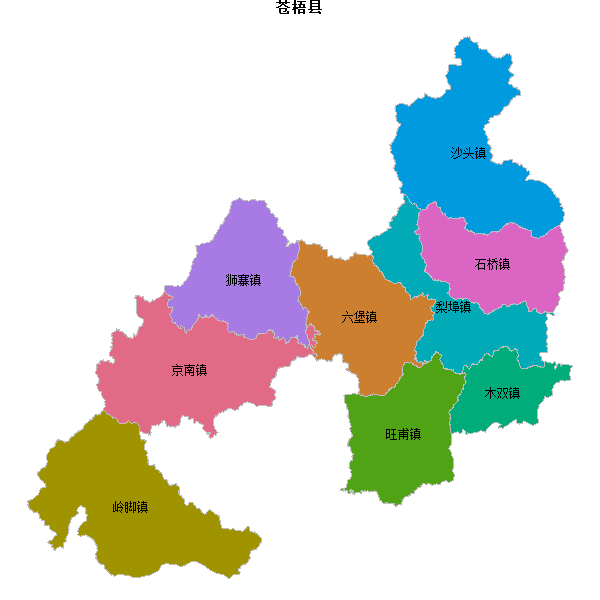 苍梧县乡镇地图shp数据WGS84坐标系.shp