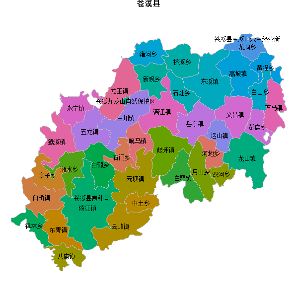 苍溪县乡镇地图DWG数据WGS84坐标系.DWG