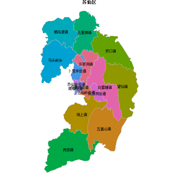 苏仙区乡镇地图shp数据WGS84坐标系.shp