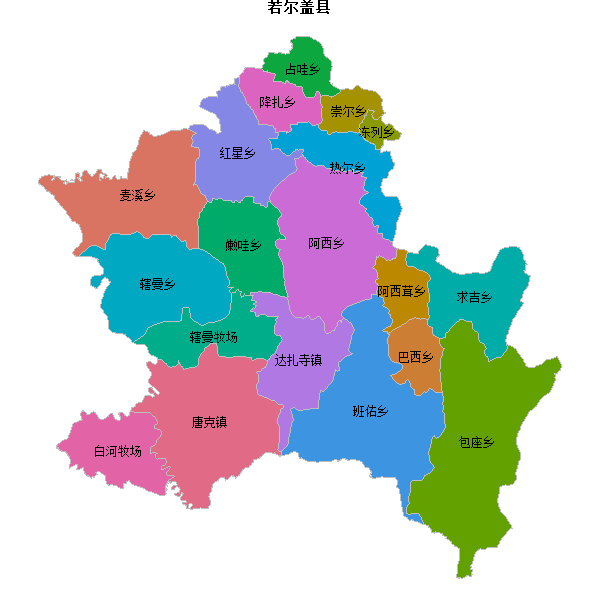 若尔盖县乡镇地图shp数据WGS84坐标系.shp