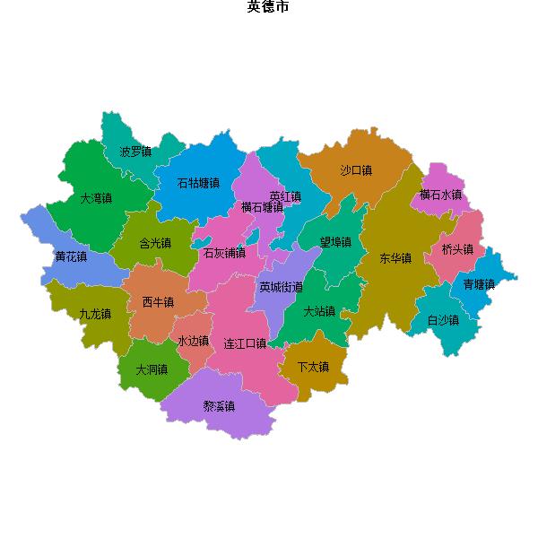 英德市乡镇地图shp数据WGS84坐标系.shp