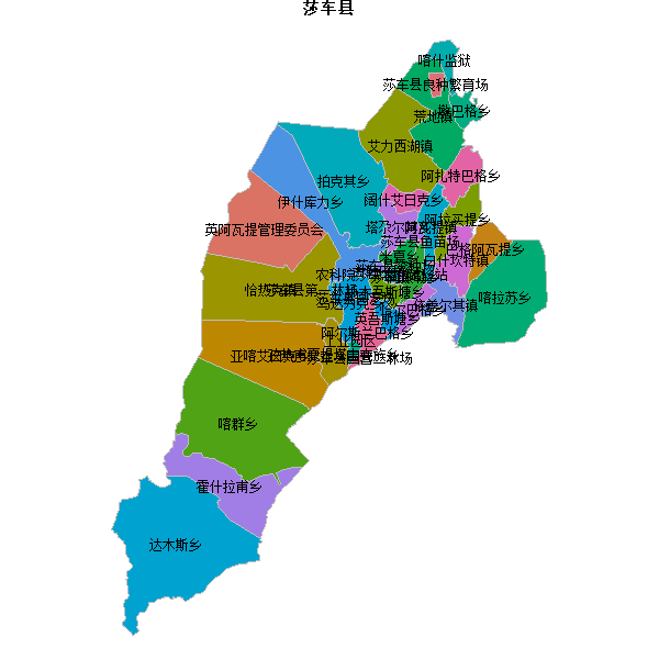 莎车县乡镇地图shp数据WGS84坐标系.shp
