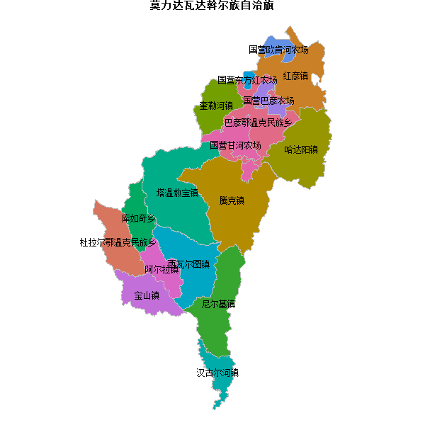 莫力达瓦达斡尔族自治旗乡镇地图shp数据WGS84坐标系.shp