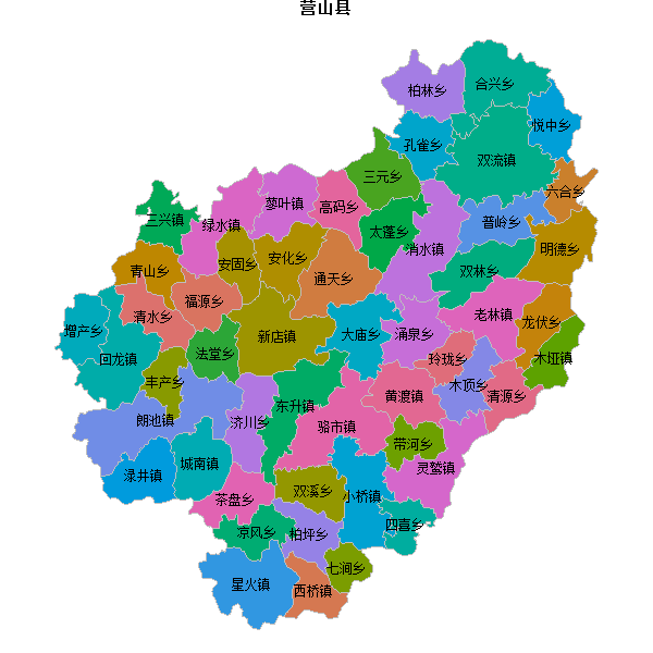 营山县乡镇地图shp数据WGS84坐标系.shp