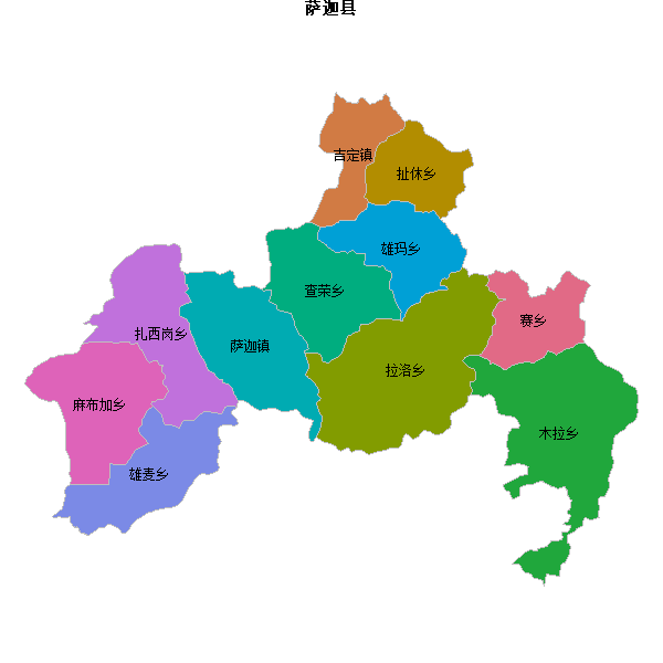萨迦县乡镇地图shp数据WGS84坐标系.shp