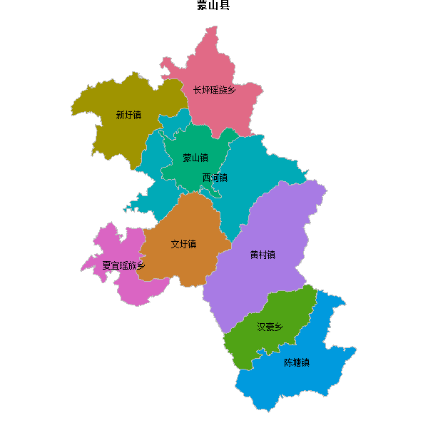 蒙山县乡镇地图shp数据WGS84坐标系.shp