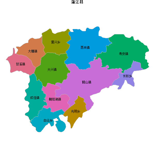 蒲江县乡镇地图shp数据WGS84坐标系.shp