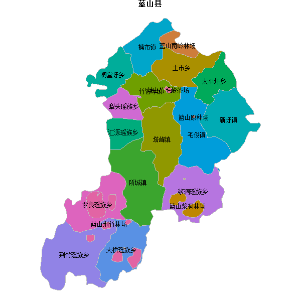 蓝山县乡镇地图shp数据WGS84坐标系.shp