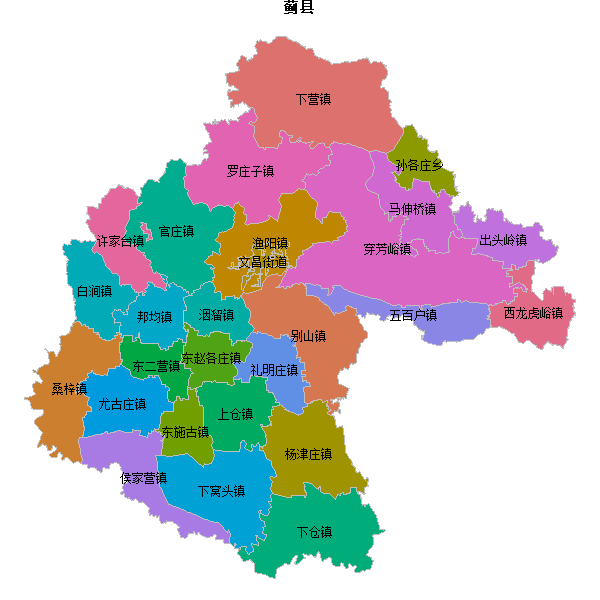 蓟县乡镇地图shp数据WGS84坐标系.shp
