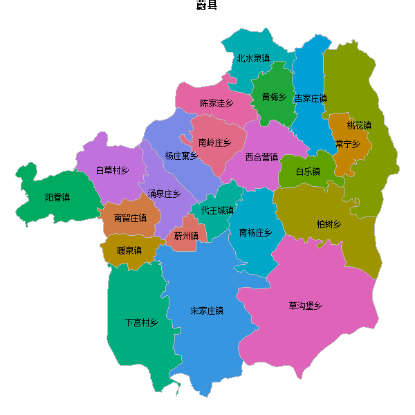蔚县乡镇地图shp数据WGS84坐标系.shp