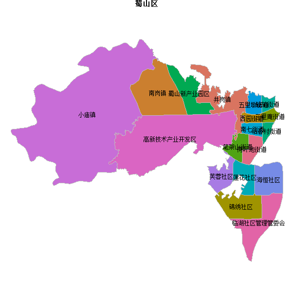 蜀山区乡镇地图shp数据WGS84坐标系.shp