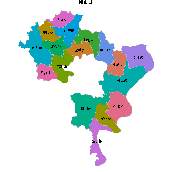 衡山县乡镇地图shp数据WGS84坐标系.shp