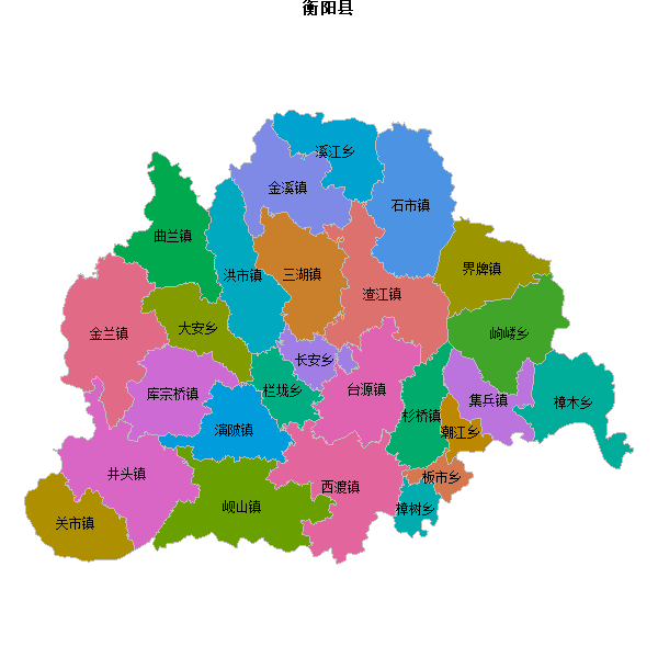 衡阳县乡镇地图shp数据WGS84坐标系.shp