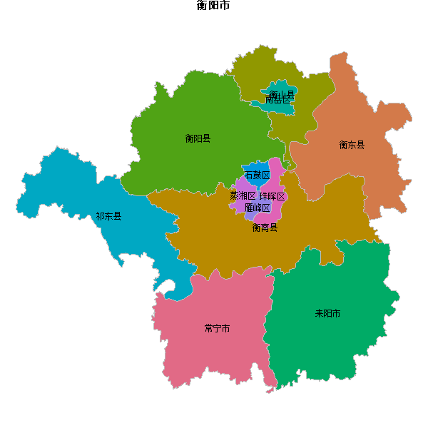 衡阳市地图shp数据WGS84坐标系.shp