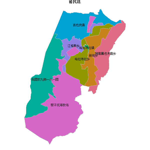 裕民县乡镇地图shp数据WGS84坐标系.shp