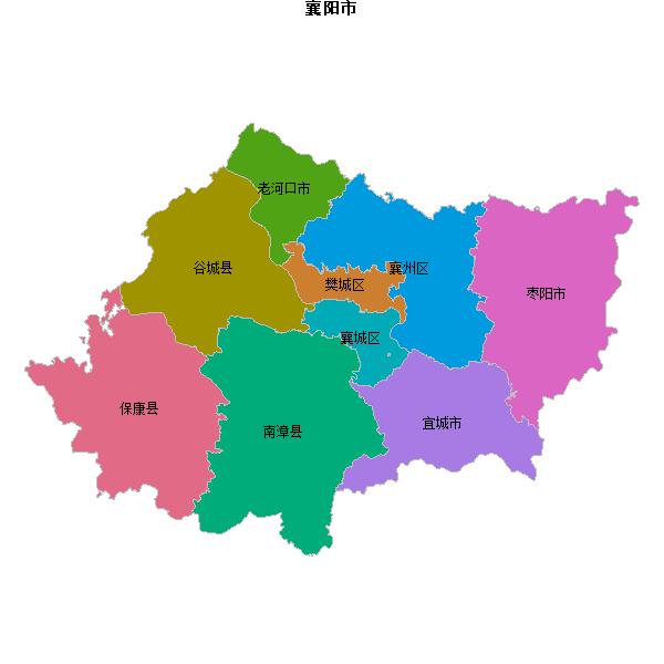 襄阳市地图shp数据WGS84坐标系.shp