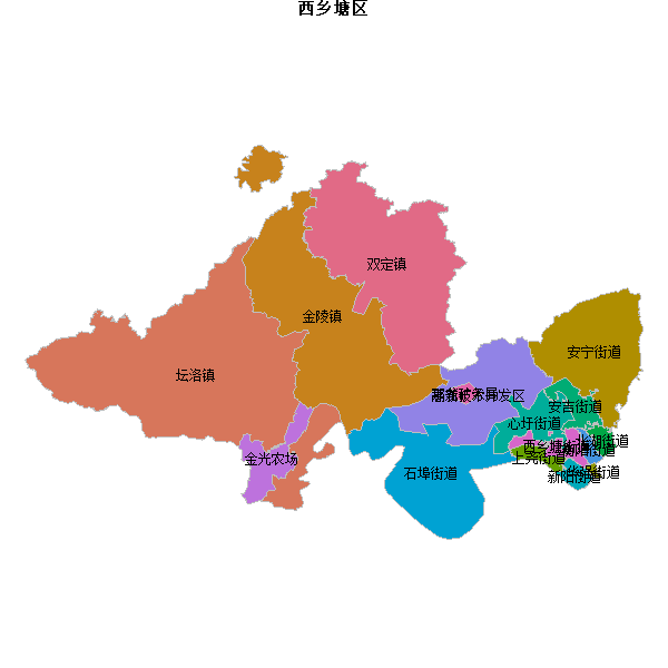 西乡塘区乡镇地图shp数据WGS84坐标系.shp