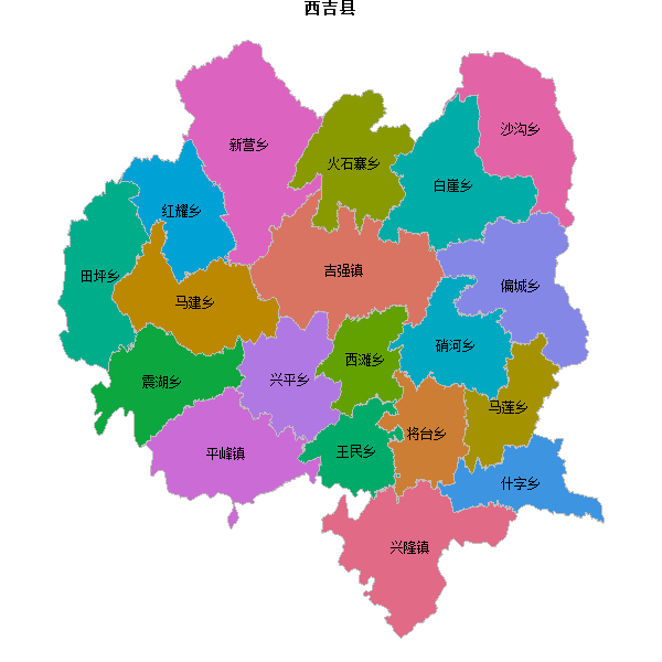 西吉县乡镇地图shp数据WGS84坐标系.shp
