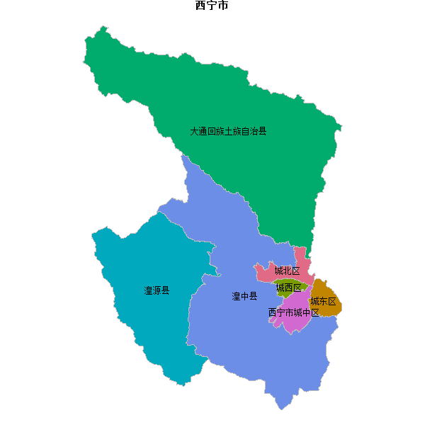 西宁市地图shp数据WGS84坐标系.shp