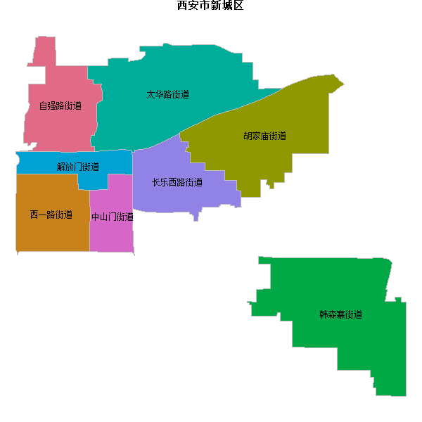 西安市新城区乡镇地图shp数据WGS84坐标系.shp