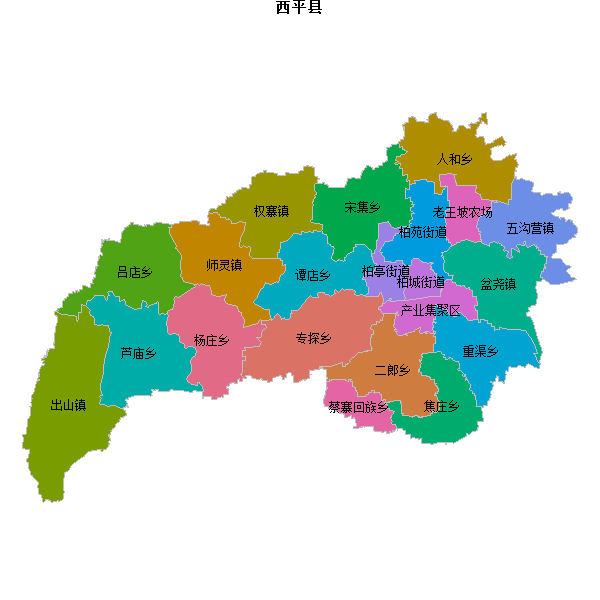 西平县乡镇地图shp数据WGS84坐标系.shp