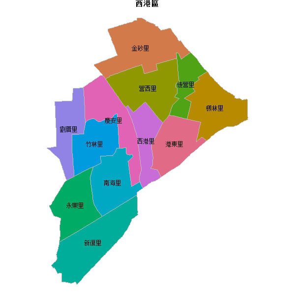西港區乡镇地图shp数据WGS84坐标系.shp
